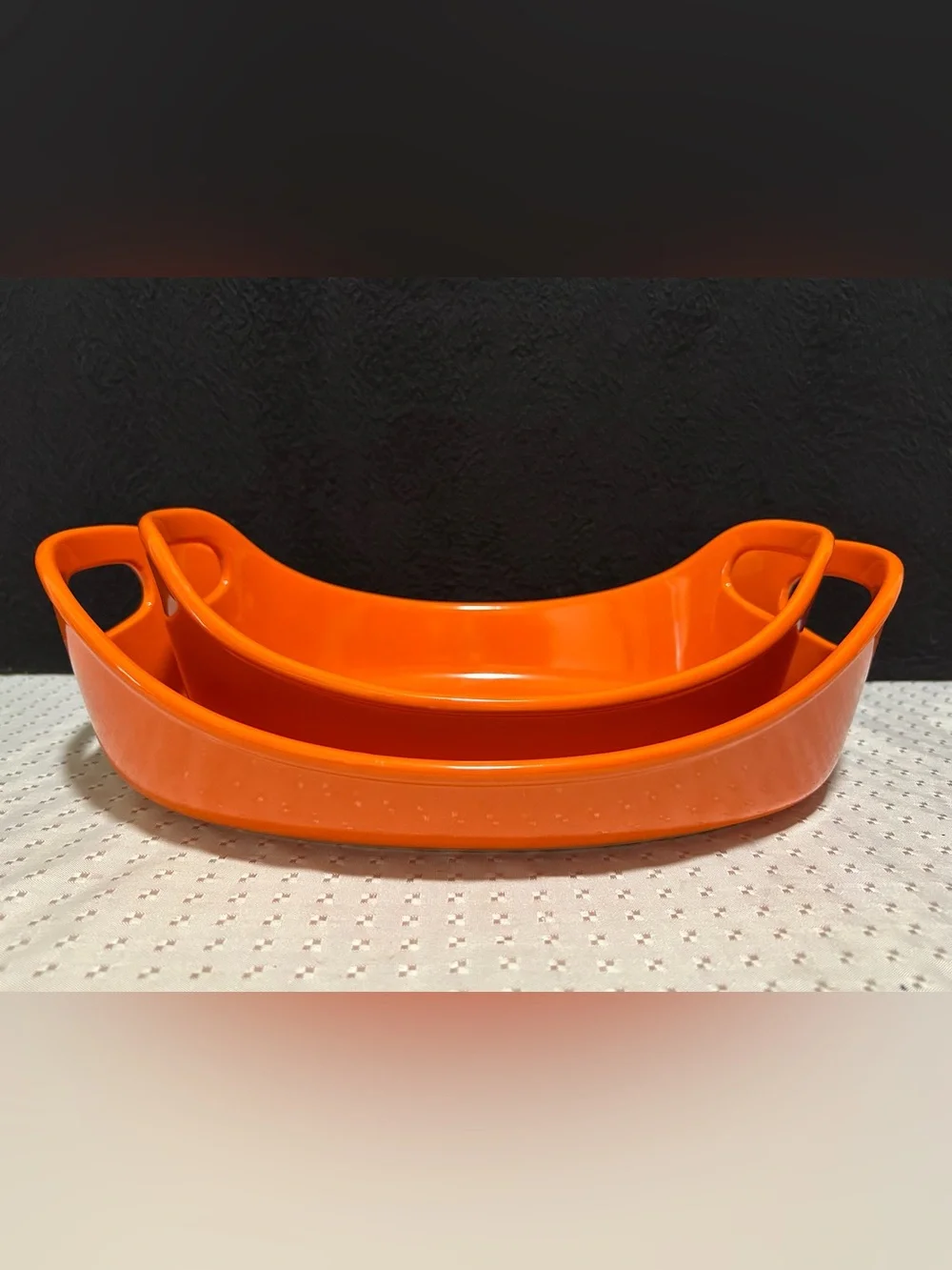 2 Piece Rachael Ray Oval 1.25 Qt & 2.25 Qt Orange Casserole / Baking Dishes
